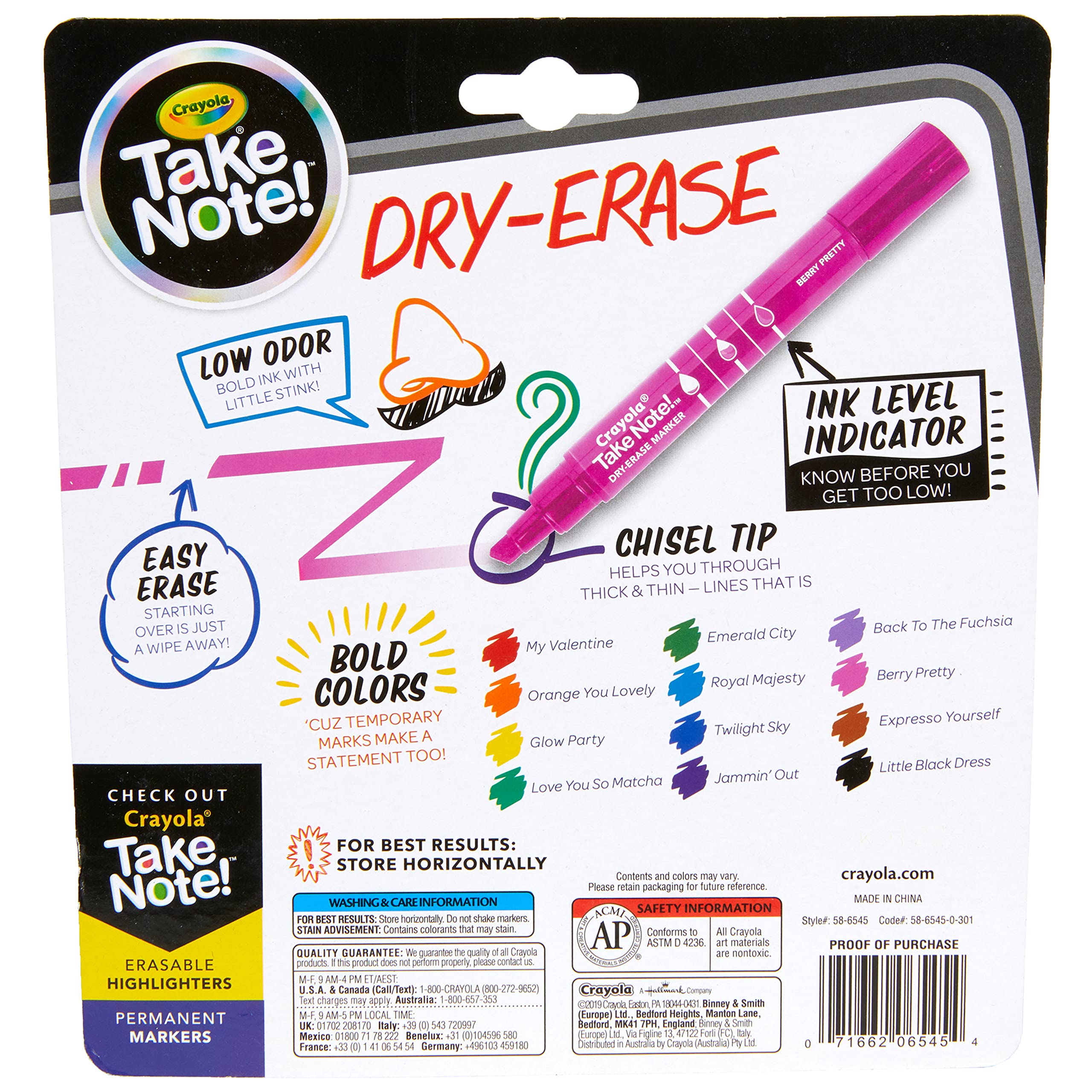 Crayola Take Note Dry Erase Markers for School (12ct) Teacher Supplies, Chisel Tip Whiteboard Markers, Essential Classroom Must Haves, Low Odor