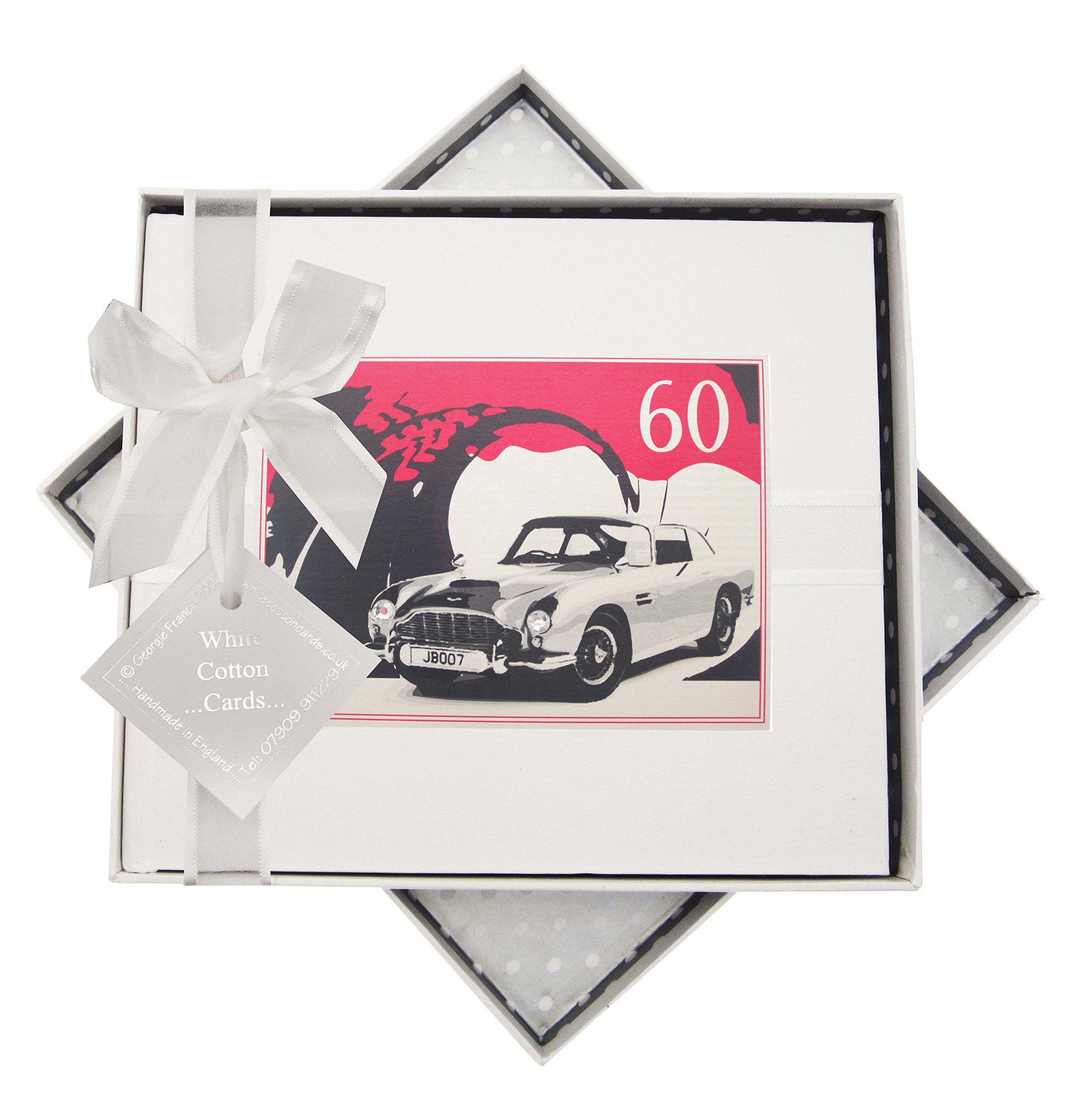 White Cotton Cards 60th Birthday, Guest Book, Classic Car, Wood, 19.5 x 21.5 x 1.5 cm