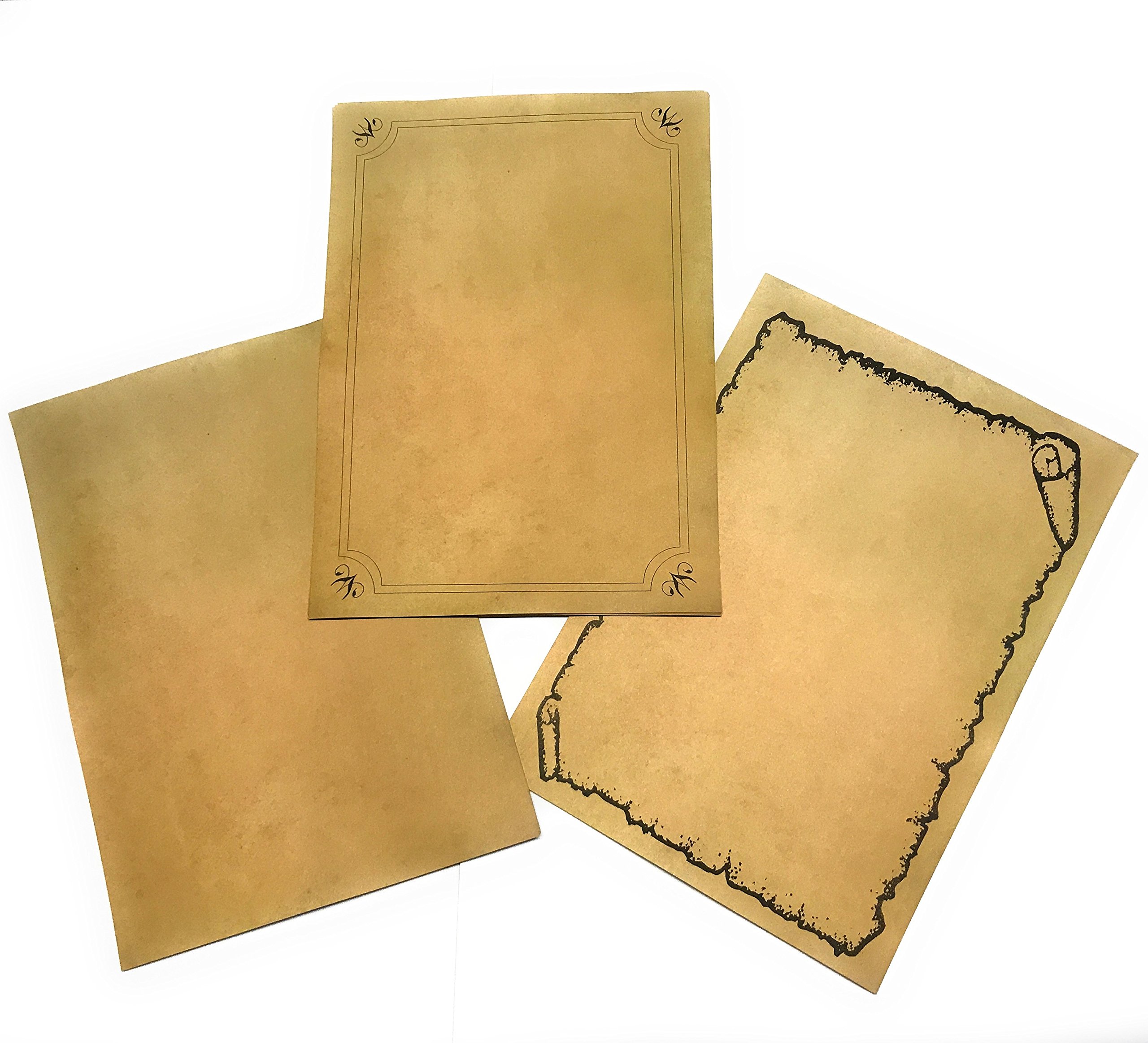 For Graduation, antique Parchment, Treasure Map, etc. - Pack of 30 Sheets - 3 x 10 - A4 - 90 g/m² - Yellowing Effect Front/Back
