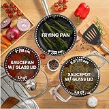 Nuovva Non Stick Pots and Pans Set Induction Marble 5pc with Lids view 6