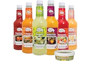 Master of Mixes Margarita / Daiquiri Drink Mixes Variety, Ready to Use, 1 Liter Bottles (33.8 Fl Oz), Pack of 6 Flavors + Margarita Salt
