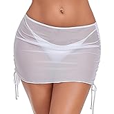 SHERRYLO Swimsuit Coverups for Women Drawstring Beach Bikini Coverup Sheer Short Skirt Swimwear Skirts Bathing Suit Cover Up