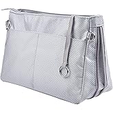 Vercord Expandable Nylon Handbag Purse Organizer Insert Liner Shaper Bag in Bag Beige Grey XLarge