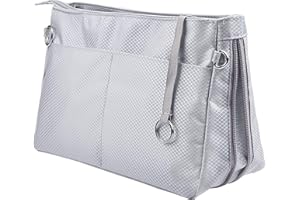 Vercord Expandable Nylon Handbag Purse Organizer Insert Liner Shaper Bag in Bag Beige Grey Medium