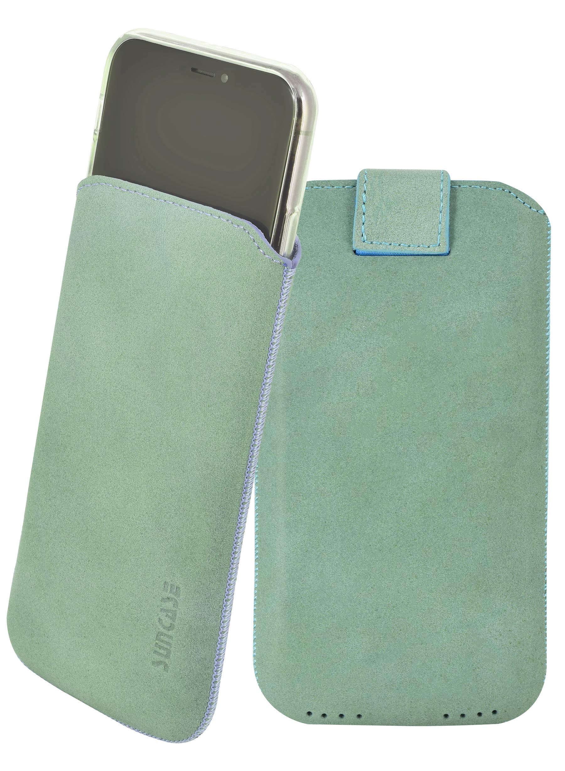 Suncase GENUINE leather case compatible with iPhone 11 Pro Max (6.5") with ADDITIONAL transparent cover | shell | silicone bumper cell phone case (with pull-out function and magnetic closure) in ant