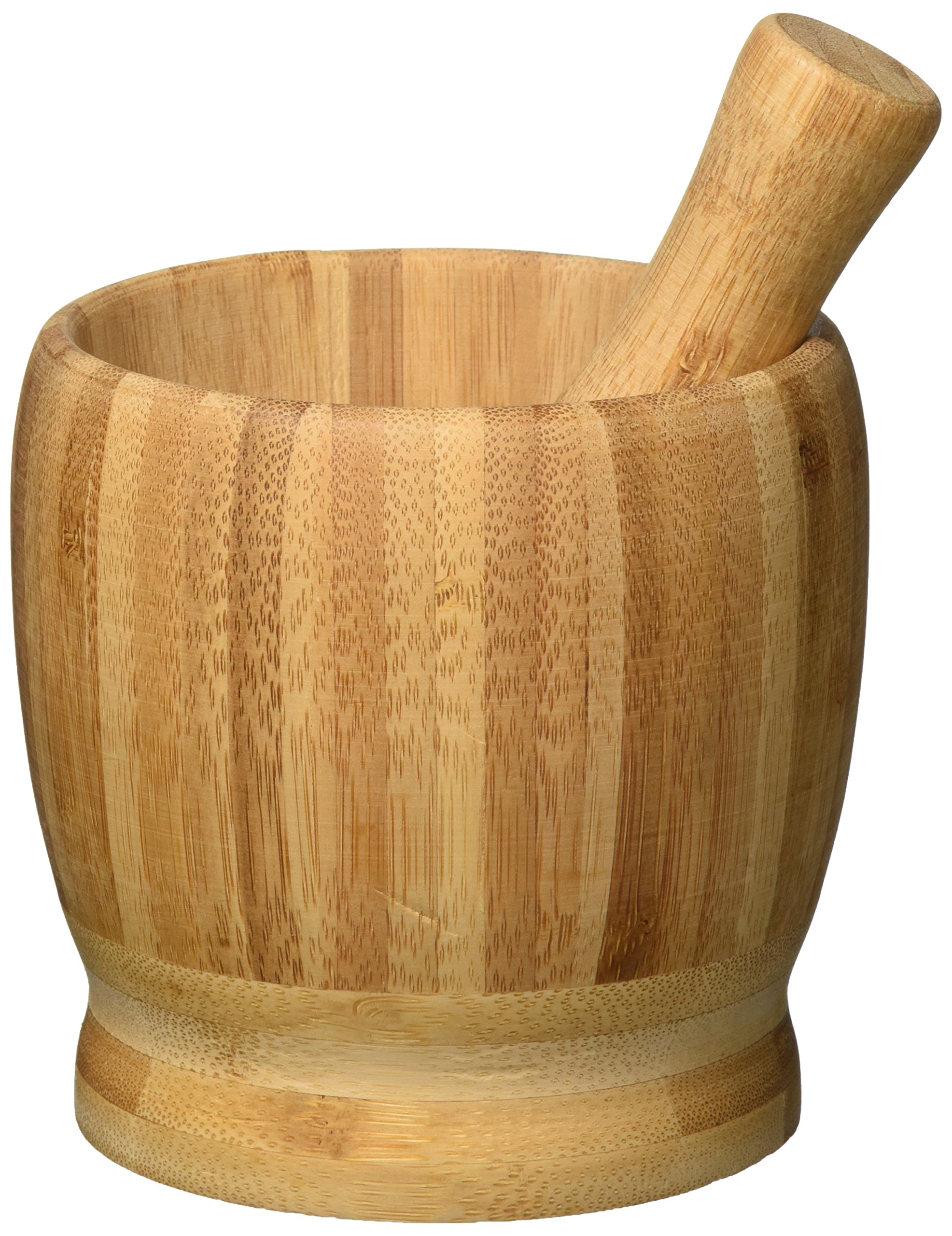 High Quality Handmade Bamboo Mortar and Pestle Medium Natural For Mash