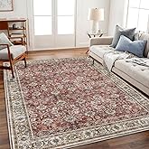 CHAMPLANT Area Rug 6'x9' Washable Vintage Traditional Floor Cover Thin Retro Kitchen Indoor Distressed Non Slip Carpet for Living Room Bedroom Dining Room