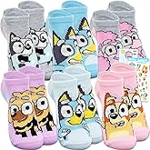 Bluey Socks for Girls 6-8 - Bundle with 6 Pairs of No Show Socks Size 10-4 Plus Stickers, More | Bluey Apparel for Boys, Girls, Kids