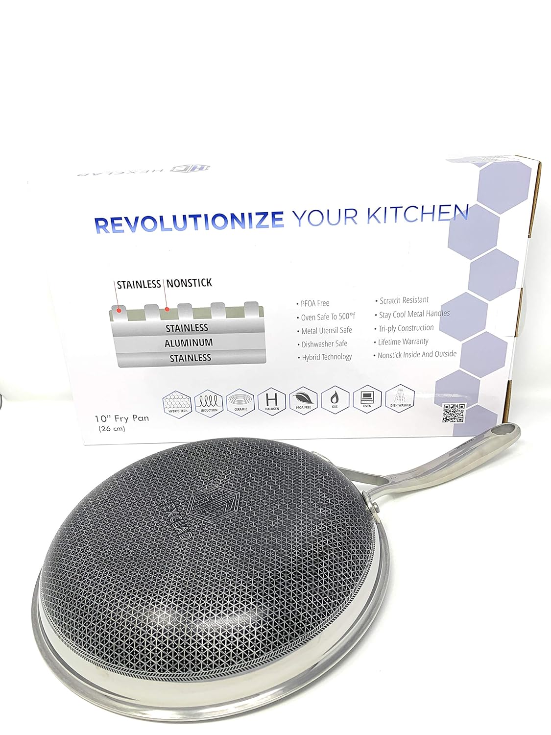 HexClad Hybrid Stainless/Nonstick inside and out Commercial Cookware