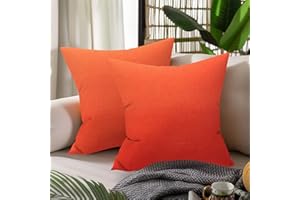 WOLKI Waterproof Outdoor Pillows 22x22 Feather and Down Filled Throw Pillow for Patio Furniture, Outside Decorative Pillow Set of 2 Orange