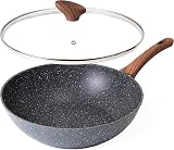 nuovva Induction Non Stick Wok Pan Deep Fry Pan 28cm with Lid
