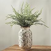 SIDUCAL Ceramic Vintage Vase, 8.78 Inch Chinoiserie Floral Vase, Retro Ice Cracked Rustic Farmhouse Vases for Home Decor, Living Room, Bookshelf, Office, Tuscan Decor, Gray Floral Pattern