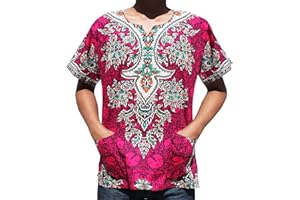 RaanPahMuang Unisex Dashiki Shirt African Freedom Short Sleeve Radiant Colors