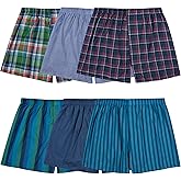 Fruit of the Loom Men's Tag Free Woven Boxer Shorts, Relaxed Fit, Moisture Wicking, Assorted Color Multipacks