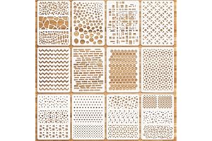 OOTSR Drawing Painting Stencils Set, 12 Template Stencils for Crafts Reusable, Plastic Painting Stencils for Painting on Wood