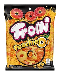 Trolli Peachie O's Sour Gummy Rings Candy, 4.25 Ounce, Pack of 12