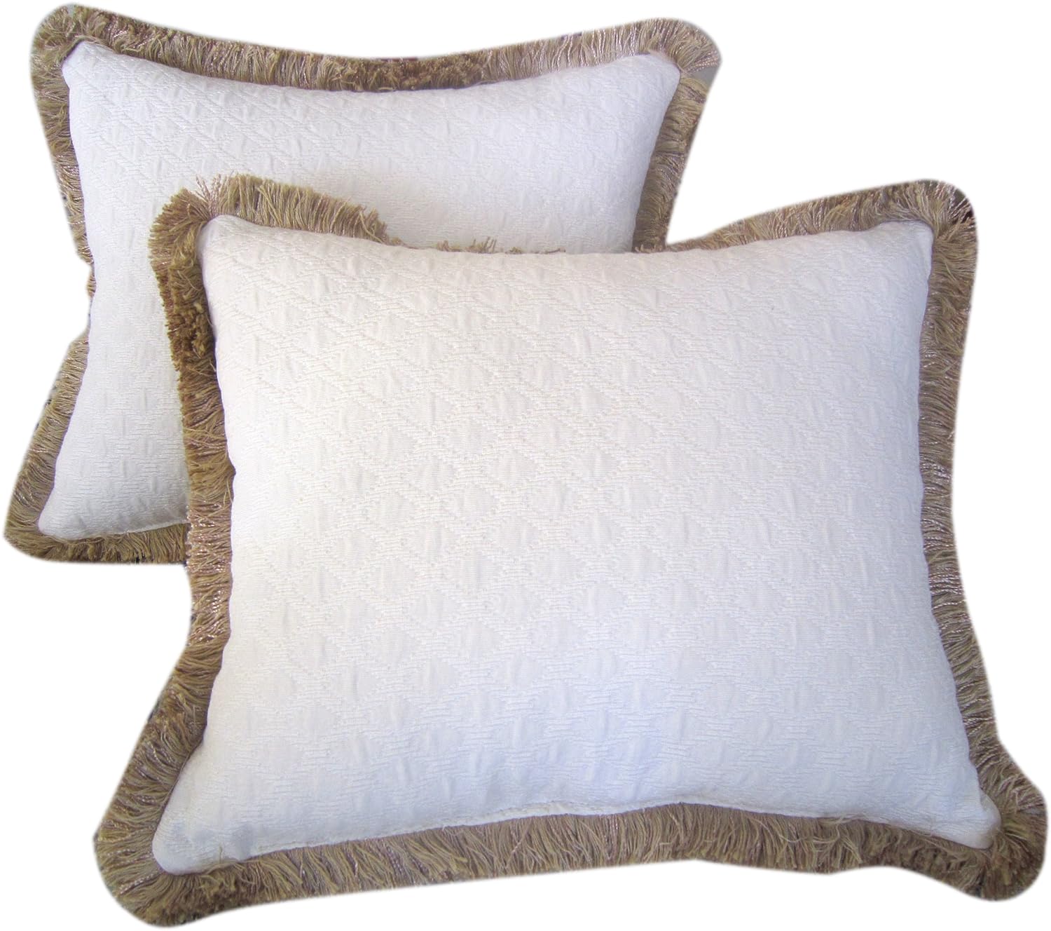 High End Designer Exclusive Ivory White Brushed Gold Fringe