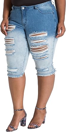plus size ripped bermuda shorts
