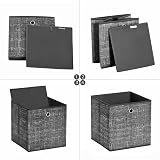 SONGMICS Storage Boxes Set of 6 30 cm Cube Fabric with Handles Heathered Black view 6