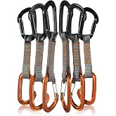 Quickdraw Set with Wire Gate Carabiner, 6-Pack, 11cm, Orange/Black