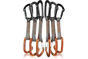 FUSION CLIMB Quickdraw Set with Wire Gate Carabiner, 6-Pack, 11cm, Orange/Black