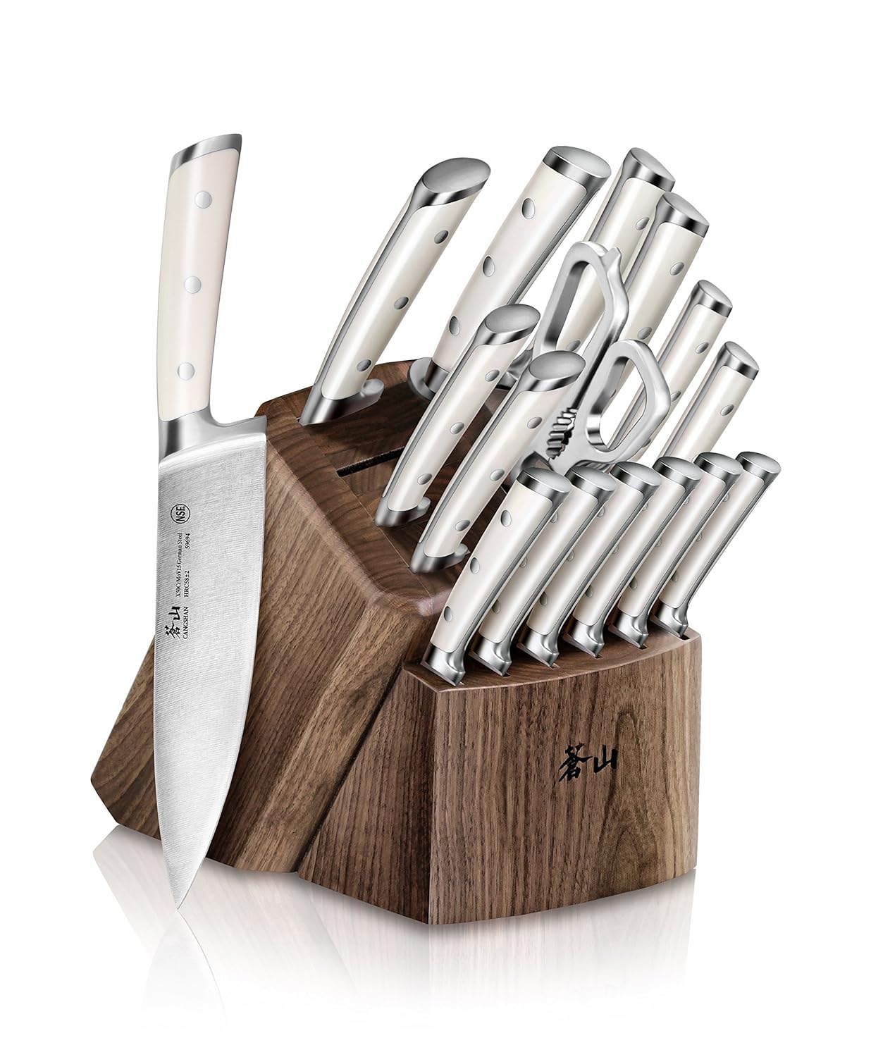 Cangshan S1 Series 1022599 German Steel Forged 17-Piece &nbsp;Knife Block Set, Walnut