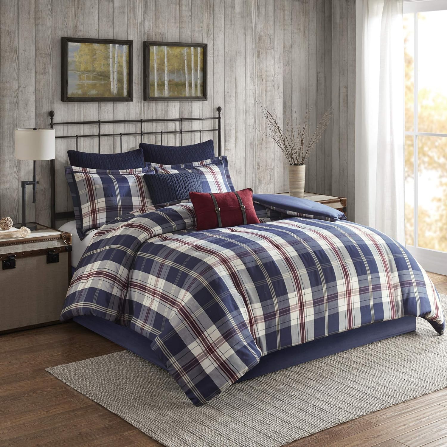 Amazon Com Woolrich Ryland Oversized Plaid Print Comforter Set Blue King Cal King Home Kitchen