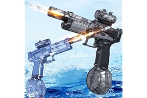 AUKTWE 2 Pack Electric Water Guns with Light Up,Full Automatic Electric Squirt Gun 28-32 FT Range Water Pistol Blaster Soaker,Summer Outdoor Pool,Water Toy for Adult&Kid
