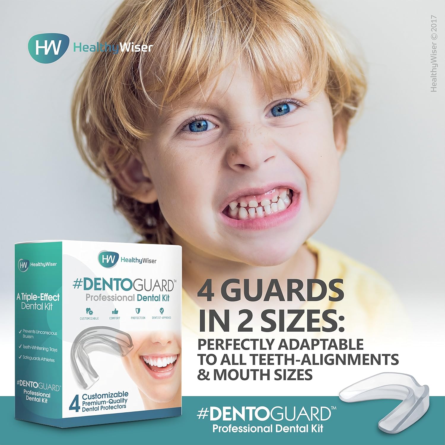 Mouth Guard - Teeth Grinding, Dentist-Approved Teeth Protectors, Offers Relief From Bruxism, TMJ & Teeth Clenching. Promotes Jaw Joint Relaxation, Custom Fit BPA-Free – 4 Pack : Beauty