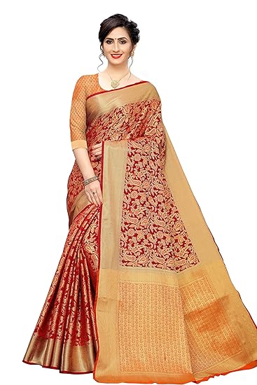 Heavy Women Kanjivaram Flower Jal Patola Saree With Blouse Piece