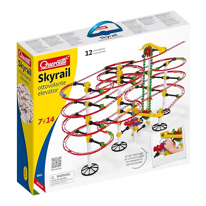 Quercetti Skyrail Kugelbahn Achterbahn Ottovolante 12 Meter mit Aufzug