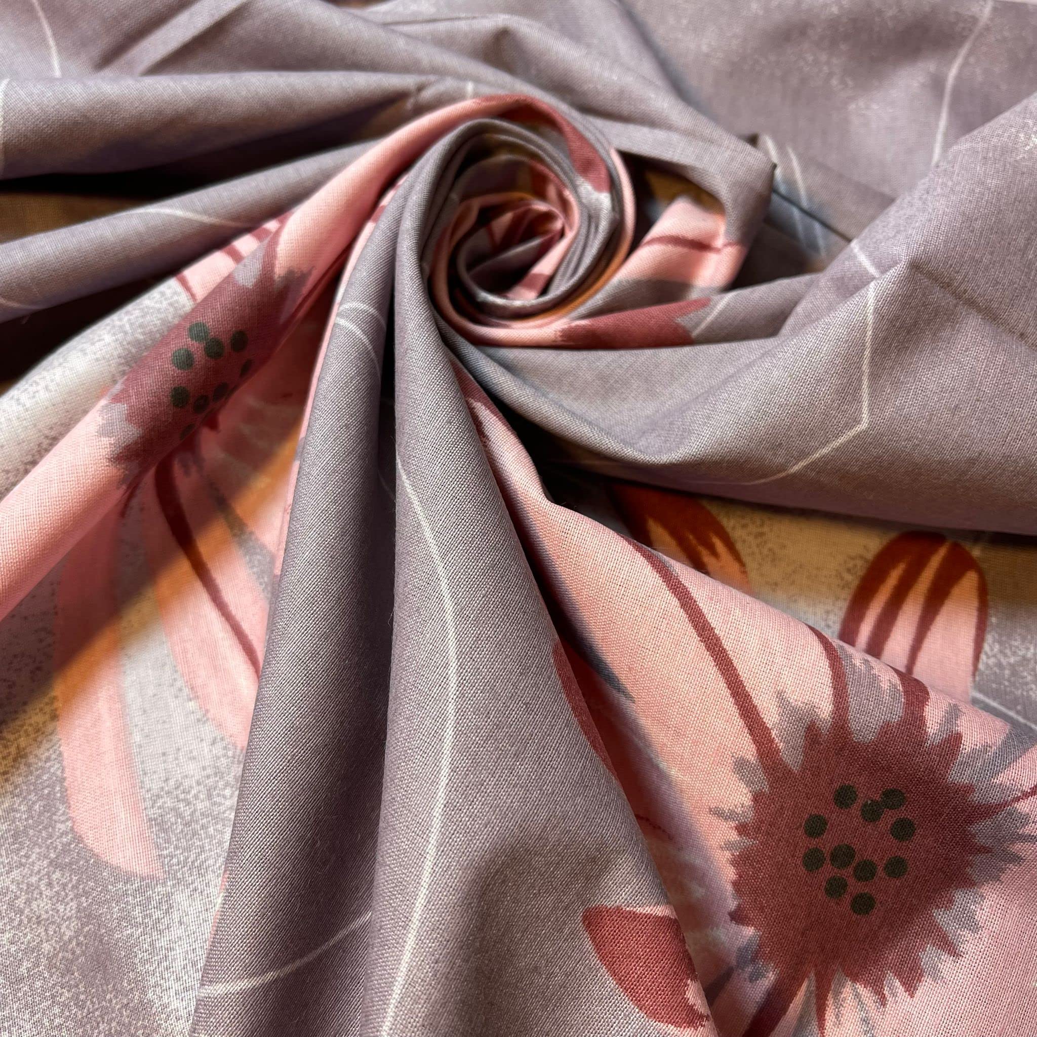 TS Fabric by The Metre UK - 95 Inches / 240 cm Wide - Polycotton Fabric Print - Available in 10 Prints and Sizes (1 Meter, Dusty Pink Floral)