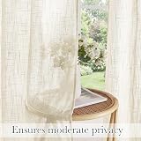PONY DANCE Sheer Curtains 52x84 Beige Linen Textured Voile 2 Panels view 4