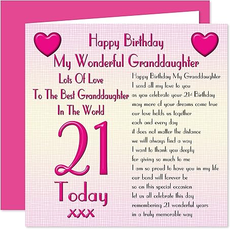 granddaughter 21st birthday card