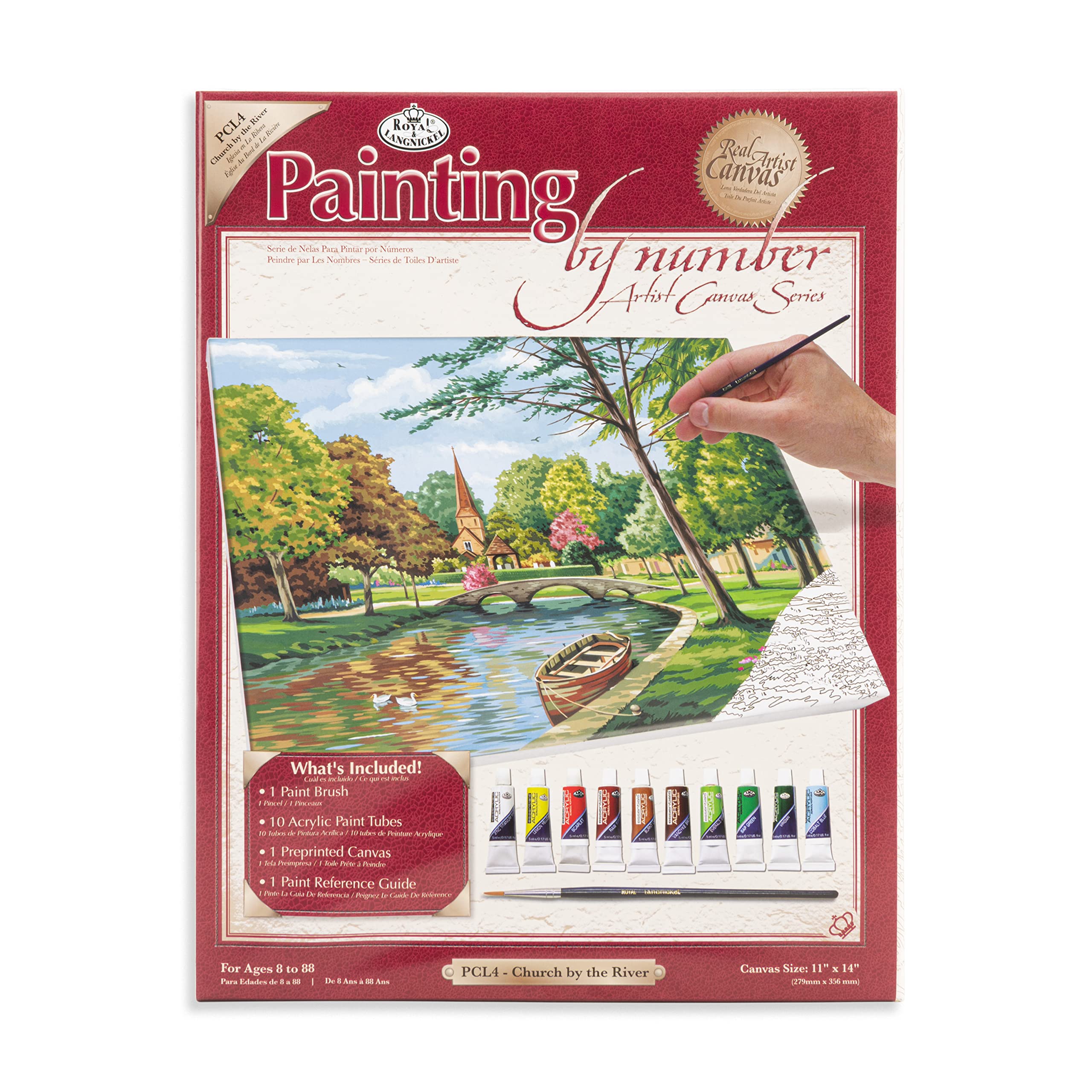 Royal & Langnickel Painting by Numbers Artist Canvas Series Church by the River Large Designed Painting Set