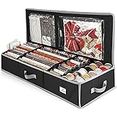 Hearth &amp; Harbor Wrapping Paper Storage Container - Christmas Storage Bag with Interior Pockets - Gift Wrapping Organizer Storage Fits Up to 22 Rolls of 40" - Tear Proof Wrapping Paper Organizer