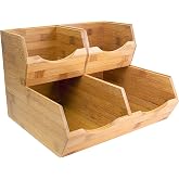 HOMESTEAD Large Bamboo Pantry Storage Bins &ndash; 30% Larger, Stackable Potato Onion Storage Bin, Pantry Organizers and Storage, Produce Vegetable Organizer, Set of 4