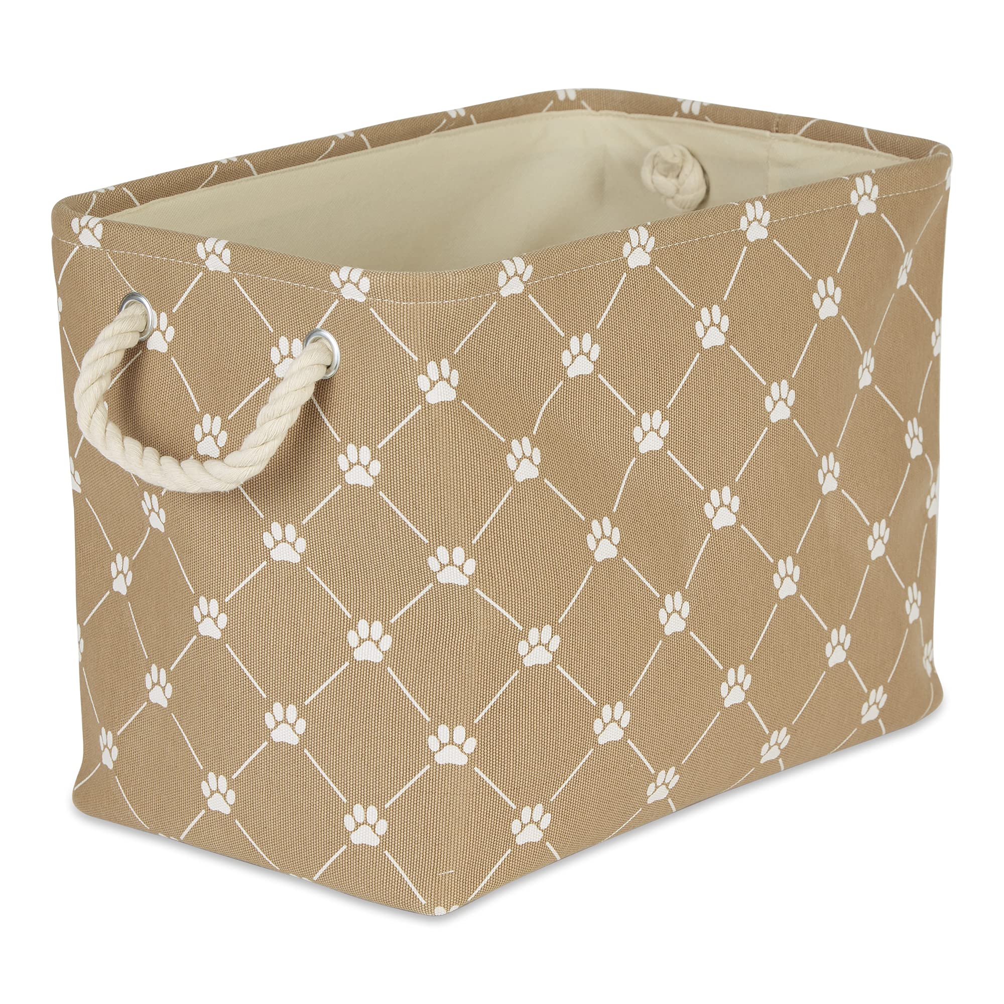 Bone Dry Paw and Bone Print, 100% Polyester, Taupe Trellis, Medium Rectangle, 16x10x12