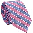 BELLUNO 2.5 inch Skinny Ties for Men, Solid Cotton Linen Neckties
