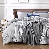 Bedsure King Size Comforter Set - Grey Soft Bedding for All Seasons, Cationic Dyed Bed Set, 3 Pieces, 1 King Size Comforter (104"x90") and 2 Pillow Shams (20"x36"+2")