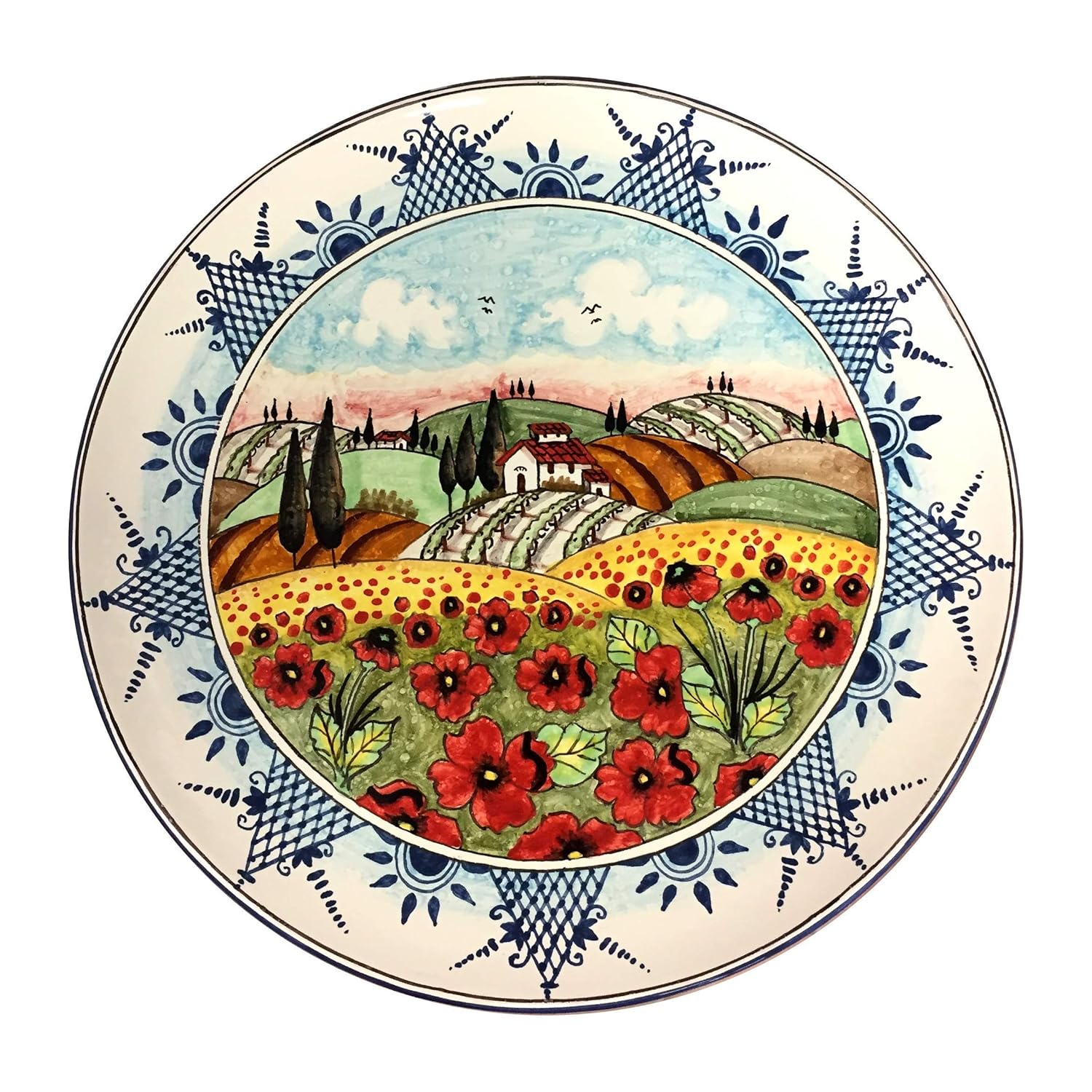 CERAMICHE D'ARTE PARRINI Italian Ceramic Art Pottery Big Plate Flat Dish Decorated