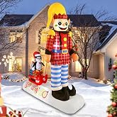 7.7FT Christmas Inflatables Decoration with LED Lights, Blow Up Outdoor Decoration for Christmas Party, Holiday Xmas Inflatables Present, Great Decor for Lawn Yard Garden