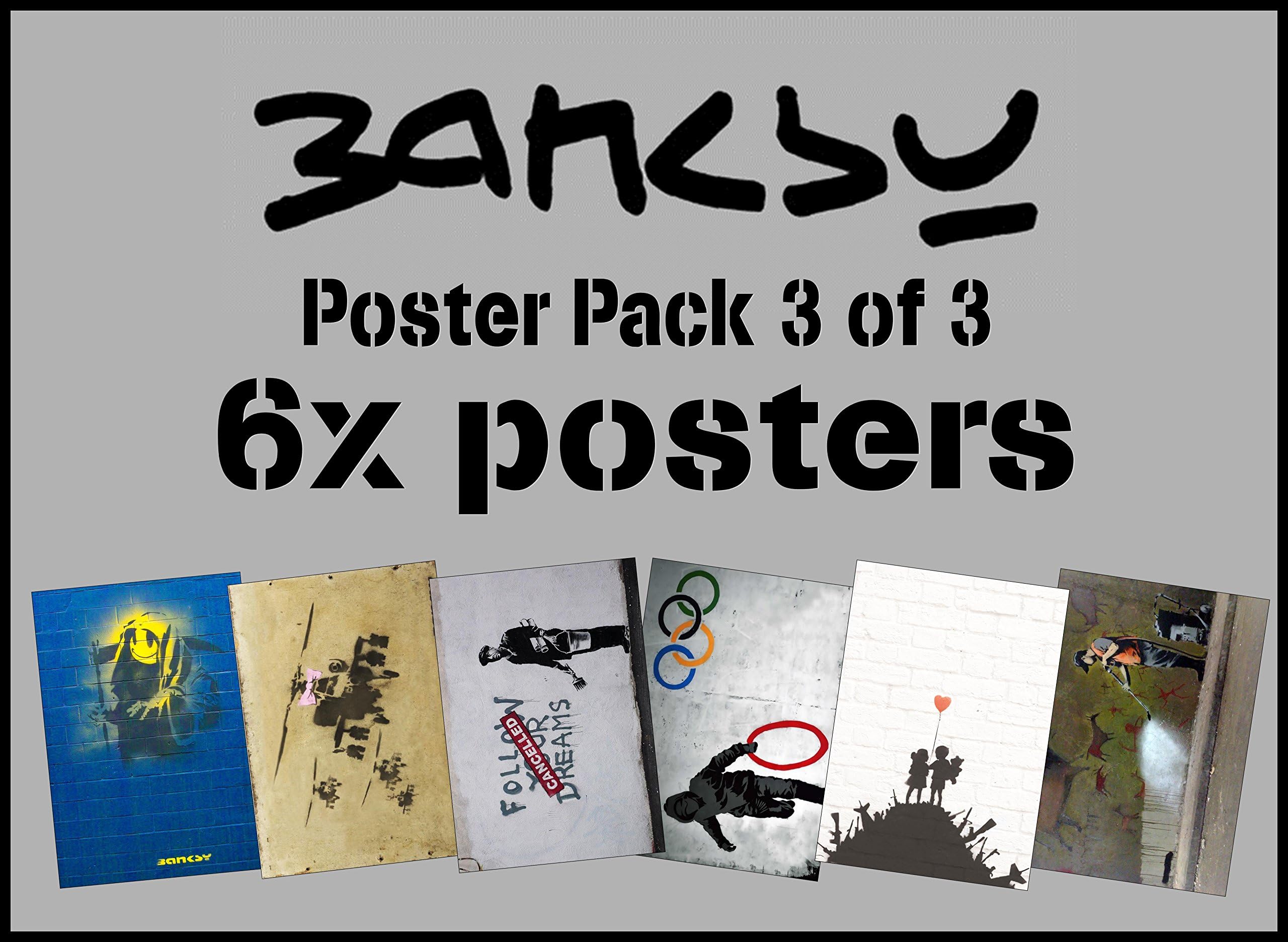 Wisdom Learning Banksy Poster Pack 3 of 3-6 of Banksy's most popular graffiti images - Each poster is A3 (420 x 297 mm)