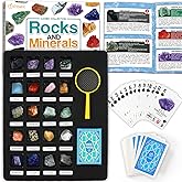 PIBEX Jumbo Rock Collection Kit - 20 Pcs Large Unpolished Rocks, Minerals & Crystals (1.5-2 inch) with 54 Game Cards, Learning Book, Collector Box & Magnifier - Educational Rock Lover Gift for Kids 6+