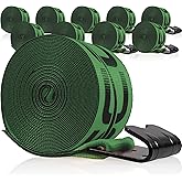 US Cargo Control Winch Straps 4" x 30' (10-Pack), 5,400 LBS Working Load Limit, Heavy Duty Flatbed Tie Downs with Flat Hooks, Green 4 Inch Straps for Flatbed Trailer, Truck, and Cargo Securement