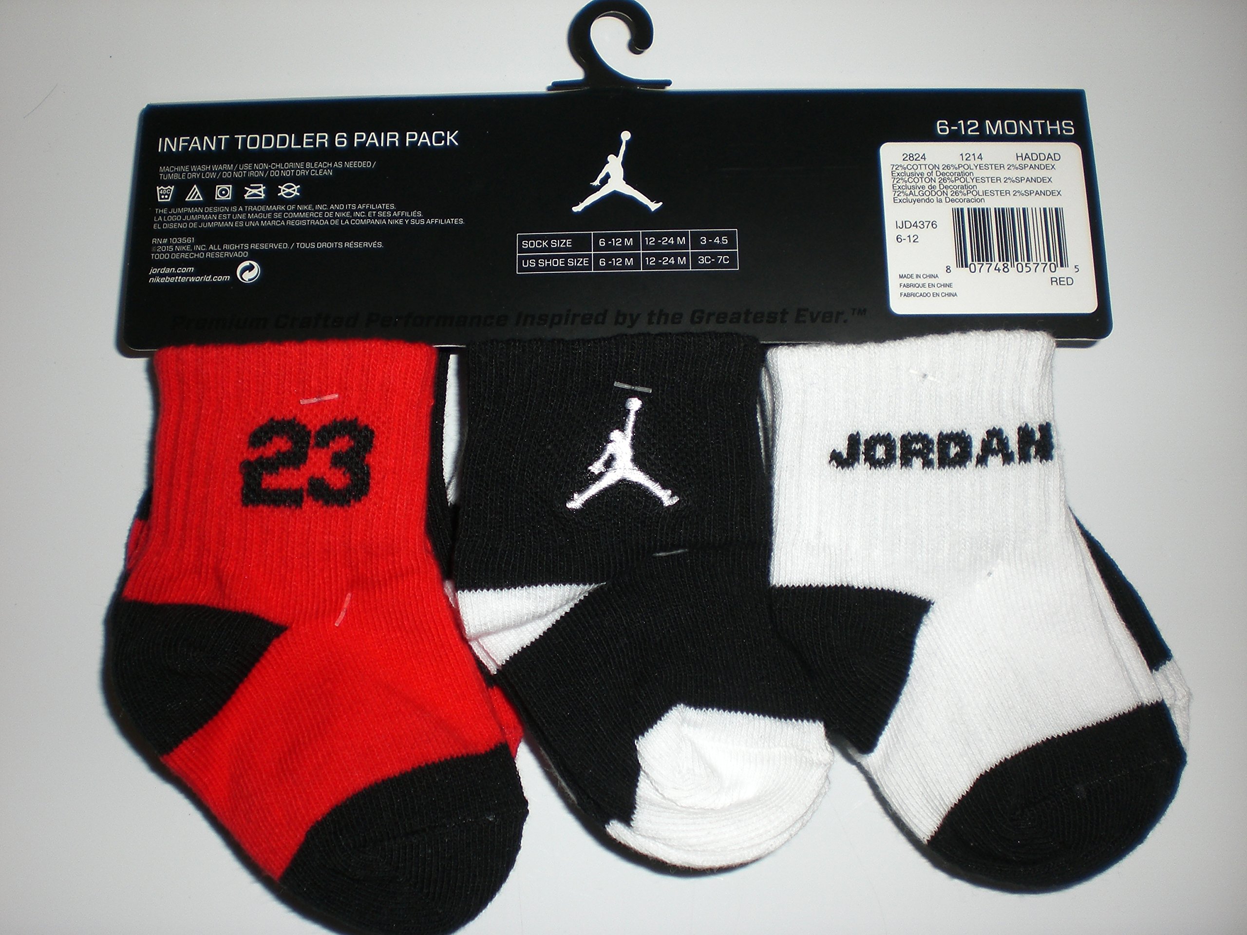 Nike Air Jordan Newborn Baby Socks, 6 PAIRS, Size 0612 Months Product8