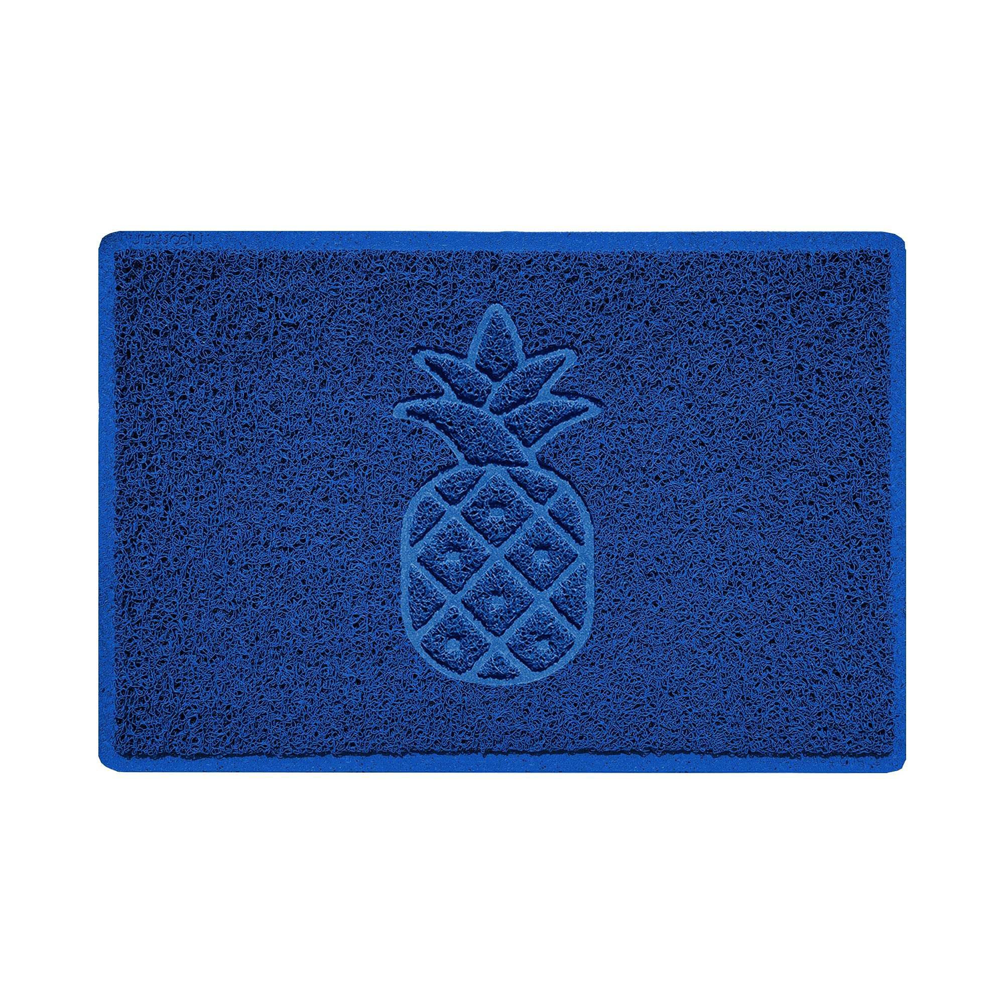 Nicoman Pineapple Embossed Shape Door Mat Dirt-Trapper Jet-Washable Doormat-(Use Indoor or Sheltered Outdoor)- (60x40cm/23.6x15.7inches, Small) Blue