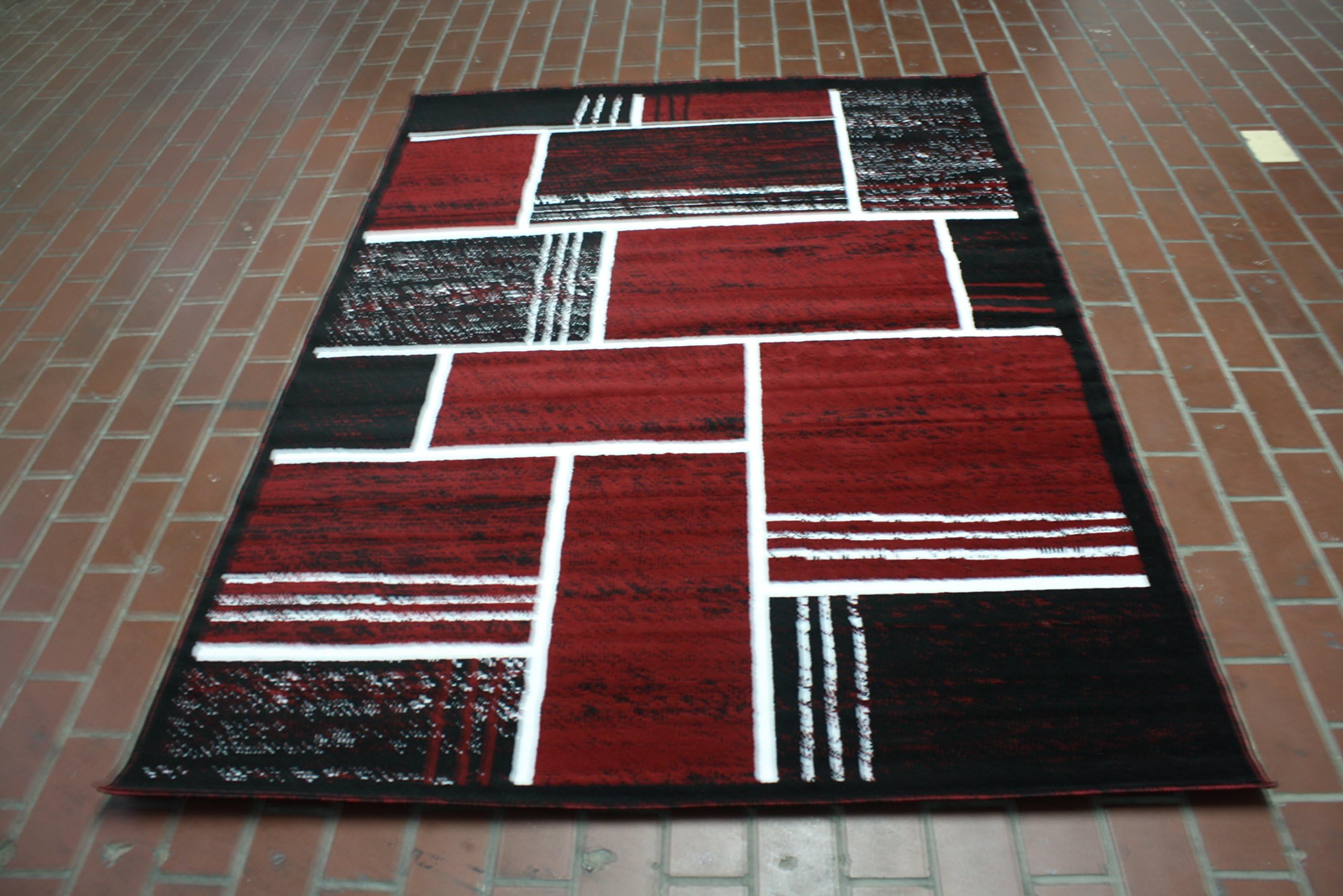 RT6005 BCF Modern Design Area Rug (5X8, Red)