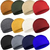 Geyoga 12 Pieces Trawler Beanie Hats Knit Cuff Beanie Roll-Up Edge Skull Cap Fisherman Hat for Men Women