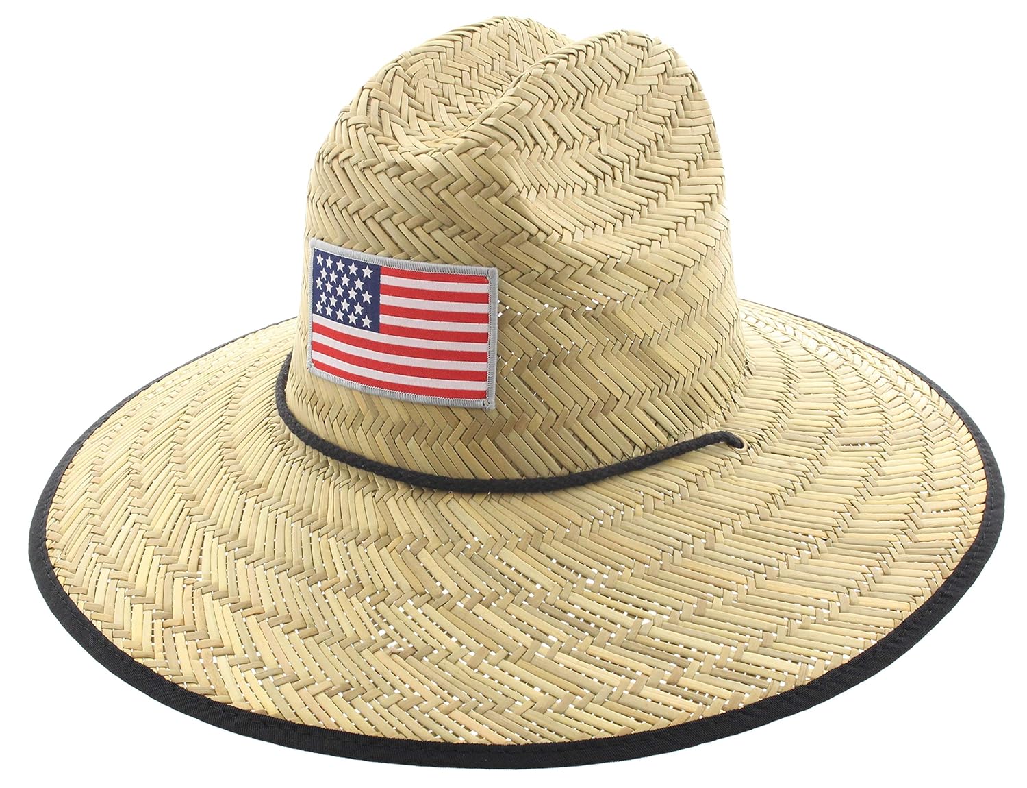 JFH Men's Pierside Sonoma Patriotic Inspired Wide Brim Straw Sun Hat (S